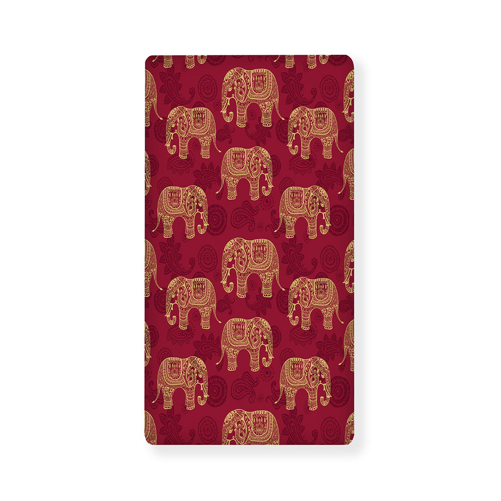 Gold And Red Boho Elephant Print Baby Crib Sheet