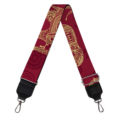 Gold And Red Boho Elephant Print Bag Strap