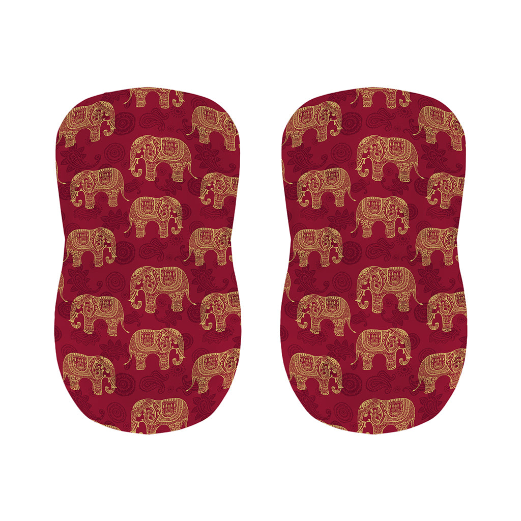 Gold And Red Boho Elephant Print Bar Stool Covers