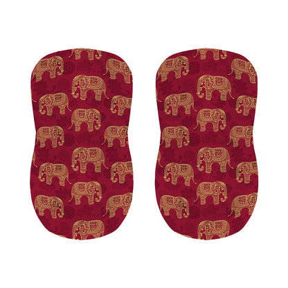 Gold And Red Boho Elephant Print Bar Stool Covers