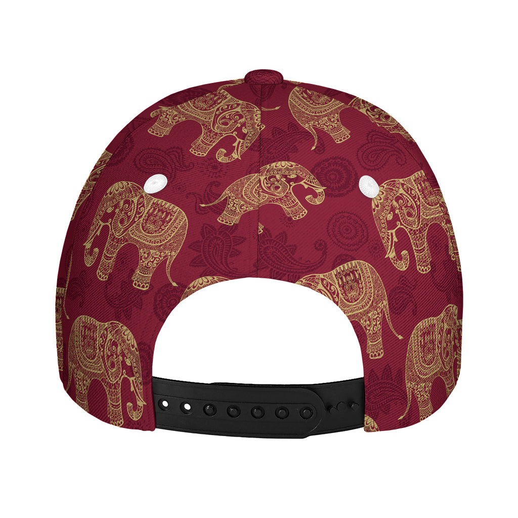 Gold And Red Boho Elephant Print Baseball Cap