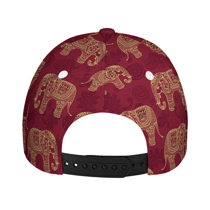 Gold And Red Boho Elephant Print Baseball Cap