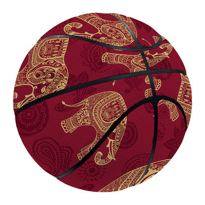 Gold And Red Boho Elephant Print Basketball