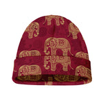 Gold And Red Boho Elephant Print Beanie
