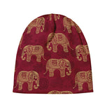 Gold And Red Boho Elephant Print Beanie