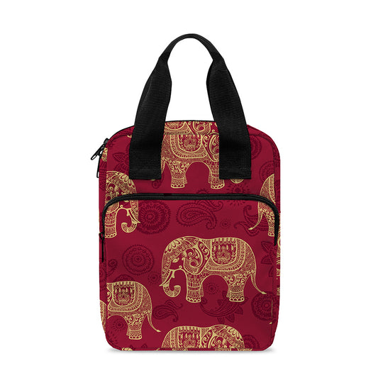 Gold And Red Boho Elephant Print Bible Tote Bag