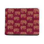Gold And Red Boho Elephant Print Bifold Wallet