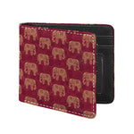 Gold And Red Boho Elephant Print Bifold Wallet