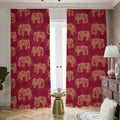 Gold And Red Boho Elephant Print Dimout Pencil Pleat Curtains