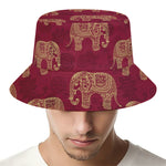 Gold And Red Boho Elephant Print Bucket Hat