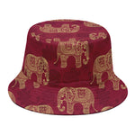 Gold And Red Boho Elephant Print Bucket Hat