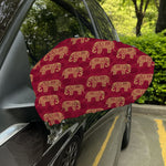 Gold And Red Boho Elephant Print Car Side Mirror Covers