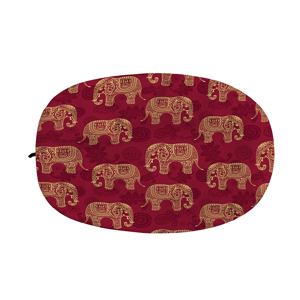 Gold And Red Boho Elephant Print Car Side Mirror Covers