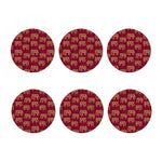 Gold And Red Boho Elephant Print Coaster Set