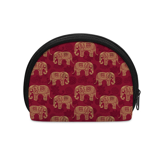 Gold And Red Boho Elephant Print Coin Purse