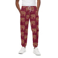 Gold And Red Boho Elephant Print Cotton Sweatpants