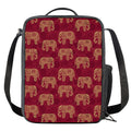 Gold And Red Boho Elephant Print Crossbody Lunch Bag
