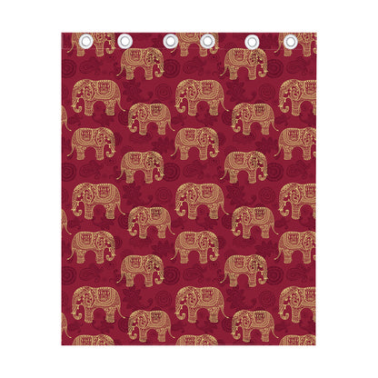 Gold And Red Boho Elephant Print Curtain