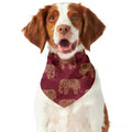 Gold And Red Boho Elephant Print Dog Bandana