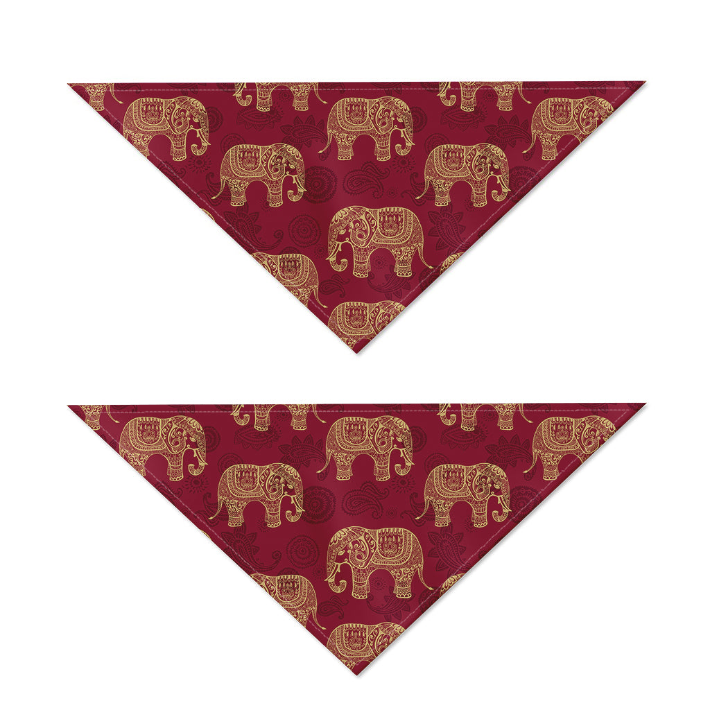 Gold And Red Boho Elephant Print Dog Bandana