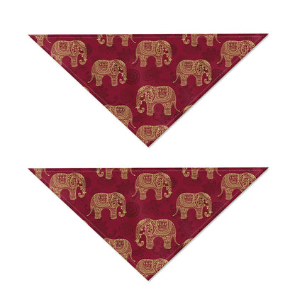 Gold And Red Boho Elephant Print Dog Bandana