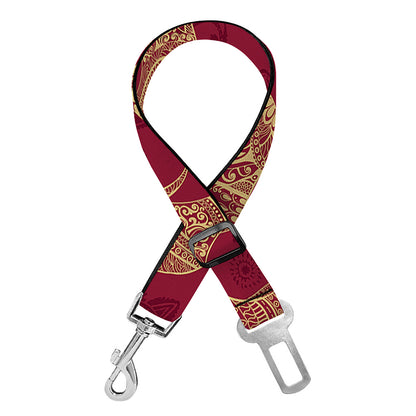 Gold And Red Boho Elephant Print Dog Seat Belt