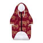 Gold And Red Boho Elephant Print Dog Zip Up Hoodie