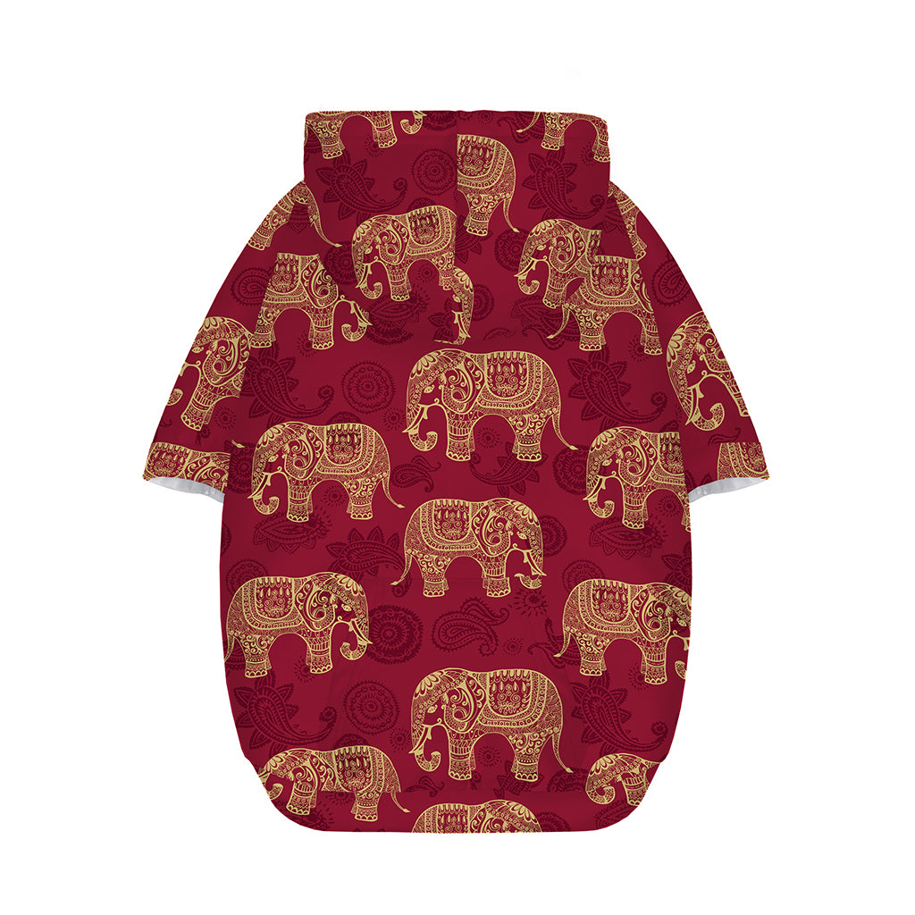 Gold And Red Boho Elephant Print Dog Zip Up Hoodie