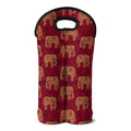 Gold And Red Boho Elephant Print Double Neoprene Wine Tote