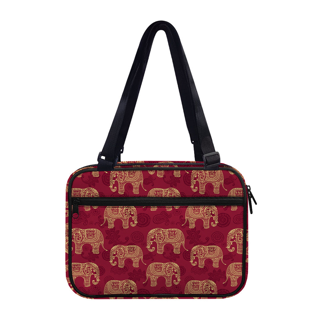 Gold And Red Boho Elephant Print Double Strap Bible Bag