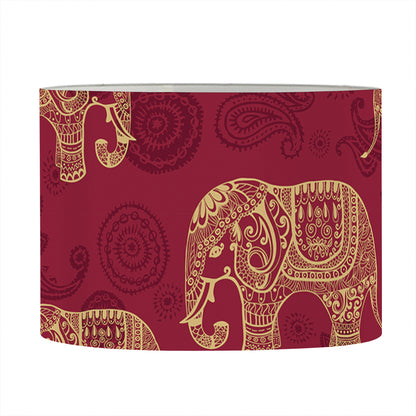 Gold And Red Boho Elephant Print Drum Lamp Shade