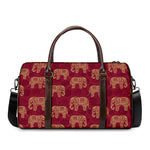 Gold And Red Boho Elephant Print Duffle Bag