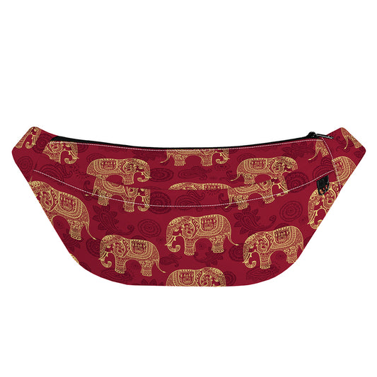 Gold And Red Boho Elephant Print Fanny Pack