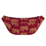 Gold And Red Boho Elephant Print Fanny Pack