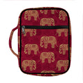 Gold And Red Boho Elephant Print Front Pocket Bible Bag