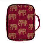 Gold And Red Boho Elephant Print Front Pocket Bible Bag