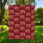 Gold And Red Boho Elephant Print Garden Flag
