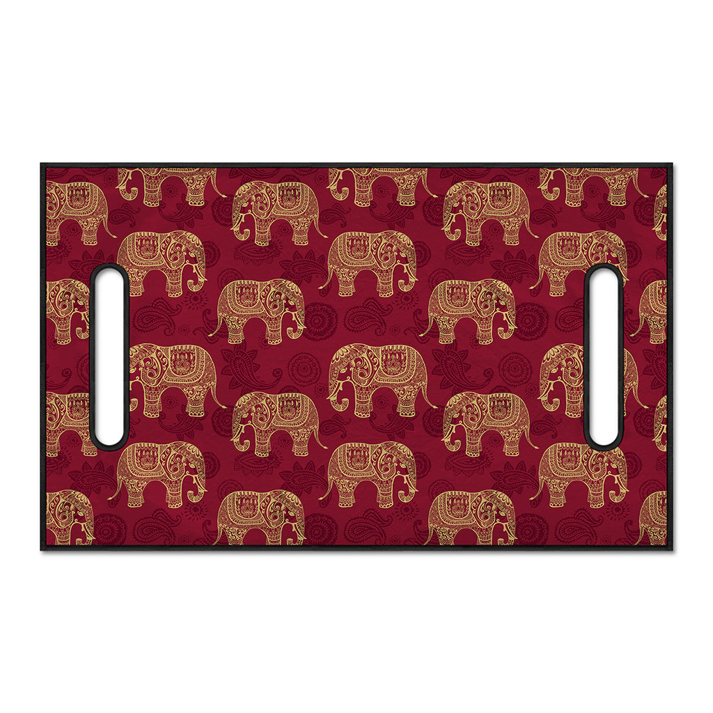 Gold And Red Boho Elephant Print Golf Cart Seat Cover