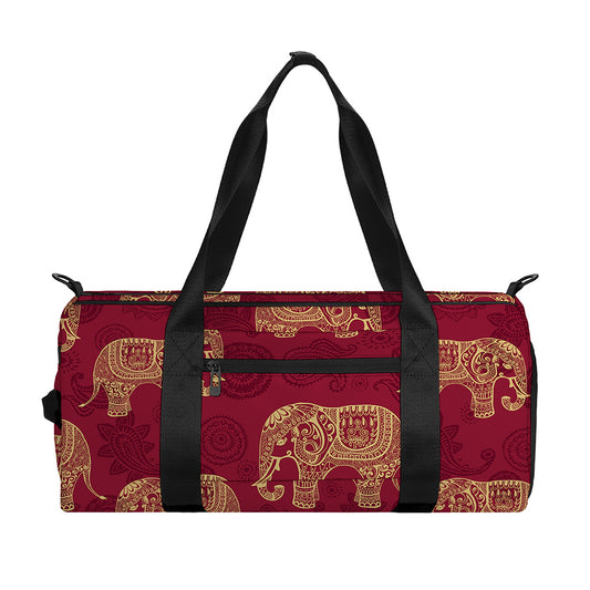Gold And Red Boho Elephant Print Gym Bag