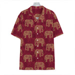 Gold And Red Boho Elephant Print Hawaiian Shirt