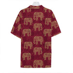 Gold And Red Boho Elephant Print Hawaiian Shirt