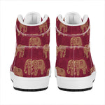 Gold And Red Boho Elephant Print High Top Leather Sneakers