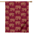 Gold And Red Boho Elephant Print House Flag