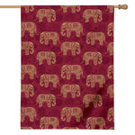 Gold And Red Boho Elephant Print House Flag