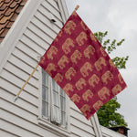 Gold And Red Boho Elephant Print House Flag