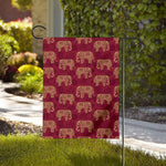 Gold And Red Boho Elephant Print House Flag