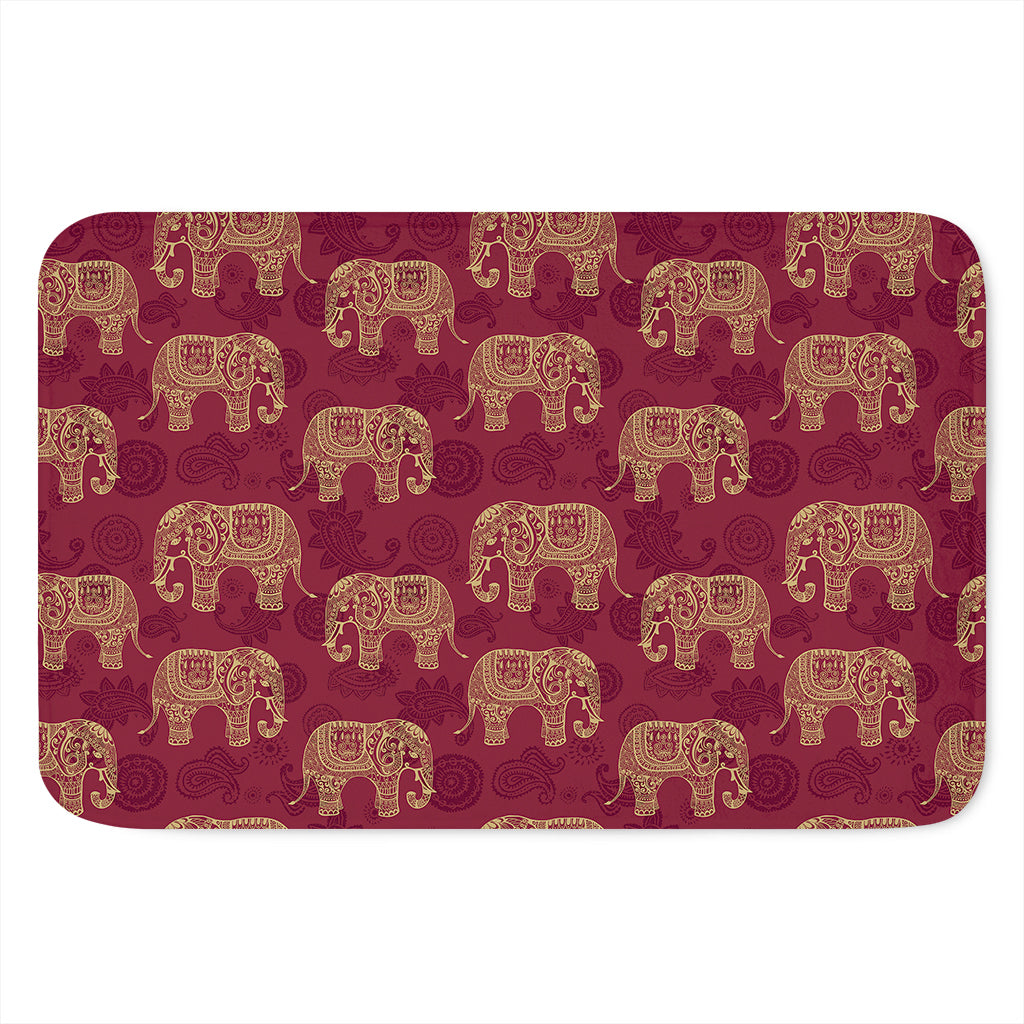 Gold And Red Boho Elephant Print Indoor Door Mat