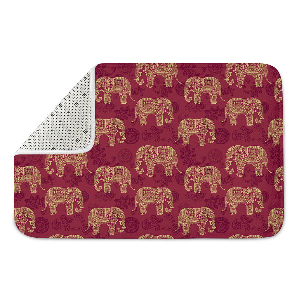 Gold And Red Boho Elephant Print Indoor Door Mat