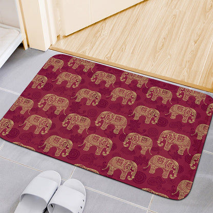 Gold And Red Boho Elephant Print Indoor Door Mat
