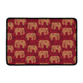 Gold And Red Boho Elephant Print Kitchen Mat
